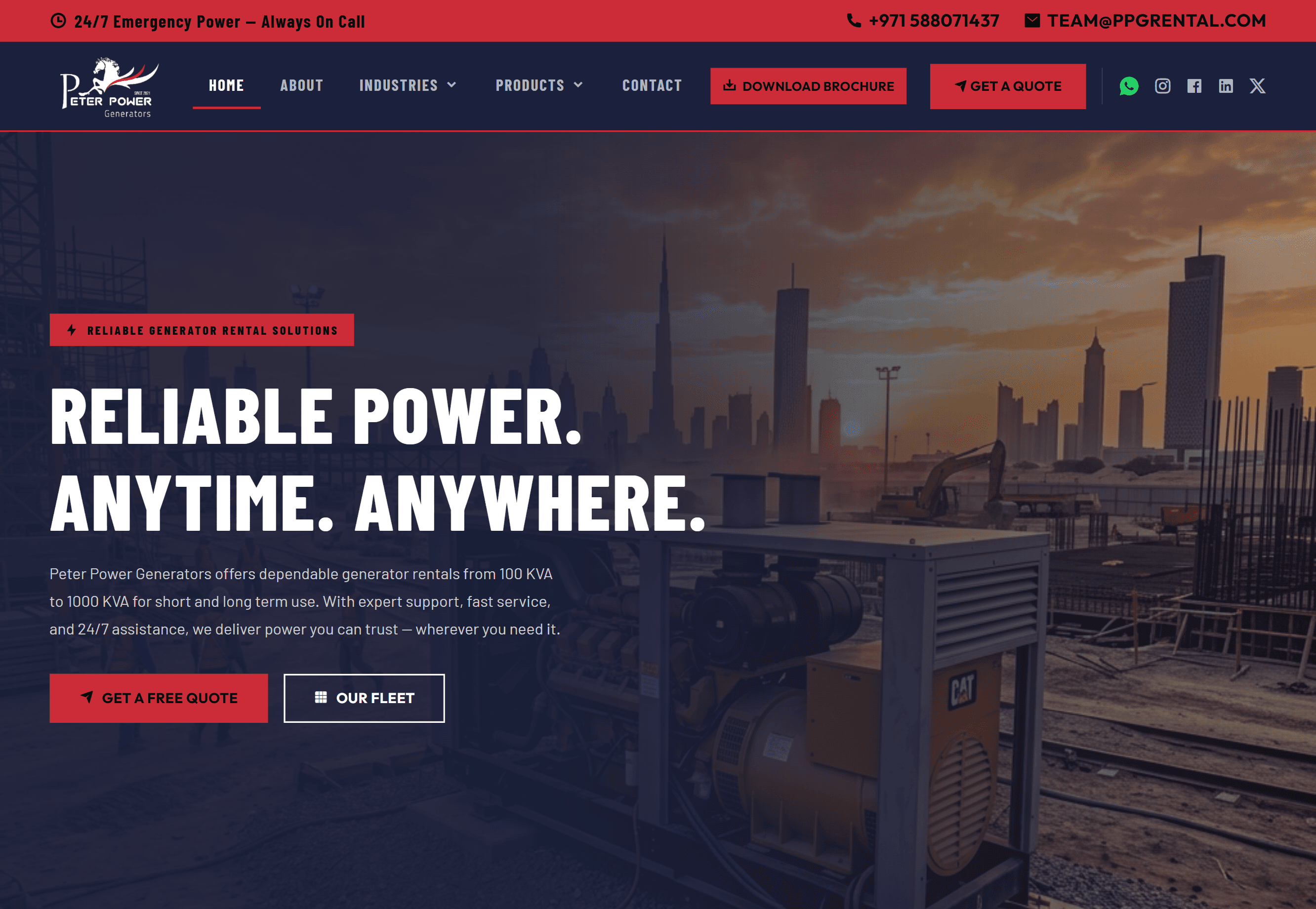 PPG Rental Website Screenshot